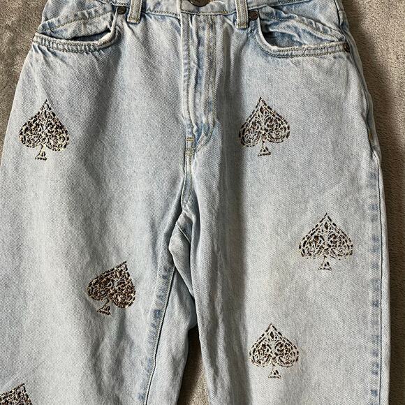 One Teaspoon Legends High Waist Straight Leg Denim Mom Jeans Size 24 Spades - Picture 2 of 7